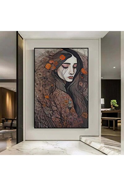 4gdran لوحة قماشية بتصميم فتاة مع برواز أسود مجوف