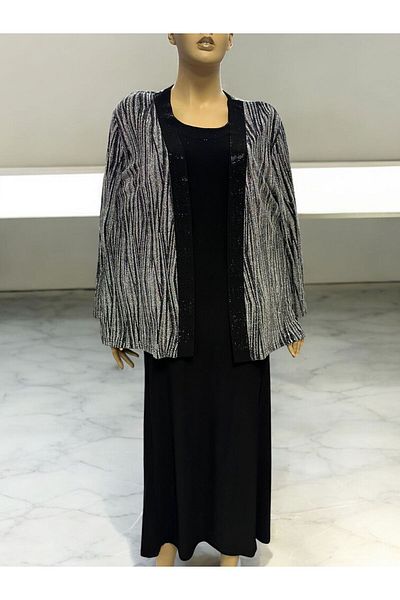 RENAR Mother Size Stylish Quality Full Lycra Evening Dress Suit Jacket + Long Sleeve Dress