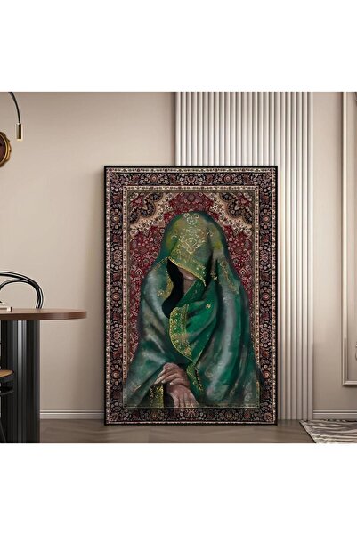 SND لوحة جدارية قماشية بتصميم فتاة عربية مع برواز أسود مجوف