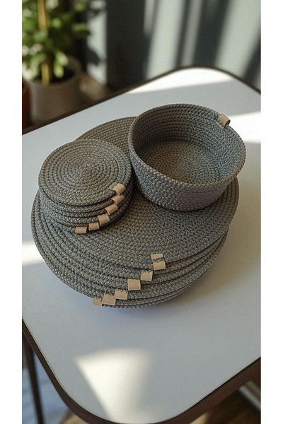 KAAN HOME TEKSTİL Kaan Home 13 Piece Hand Woven Breakfast Set - 6 Supla 6 Tea Bottom 1 Bread Basket Vegan Presentation