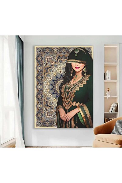 Marktna لوحة قماشية بتصميم فتاة عربية مع برواز خشبي مخفي