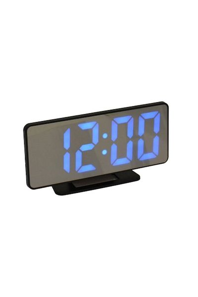 OEM VISION blue LED clock, digital mirror screen, alarm, temperature, black