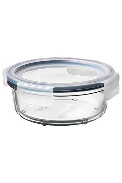 IKEA Food container with lid, round glass/plastic, 400 ml