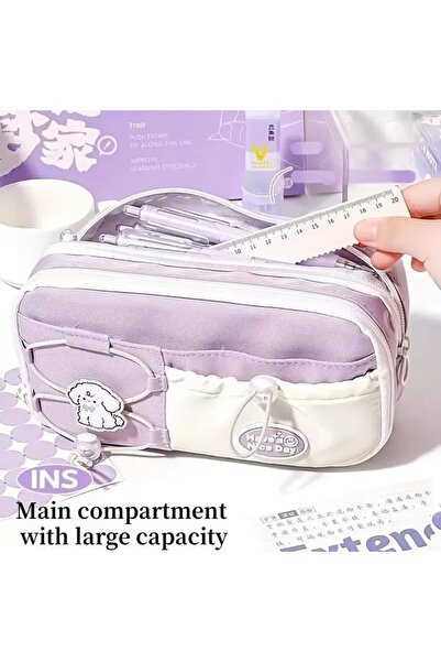CEDAN Kawaii Korean Style Cute Multi-Compartment Pencil Case (Lilac Color)