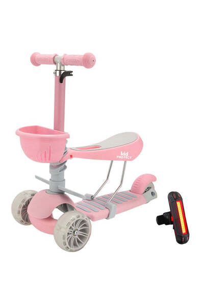 KidProtect Παιδικό σκούτερ 3 σε 1 εξαιρετικά ασφαλές, ροζ - Νέο προϊόν