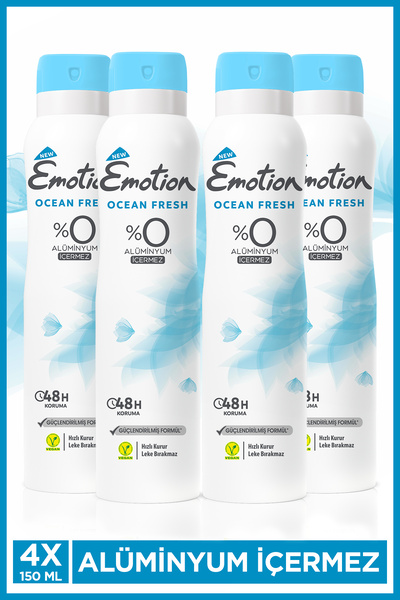 Emotion Ocean Fresh Kadın Vegan Deodorant 4x150 Ml Hızlı Kurur, Leke Bırakmaz