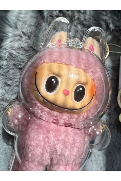 ZephiaStore Pink Labubu Toy Accessory with Transparent Protection