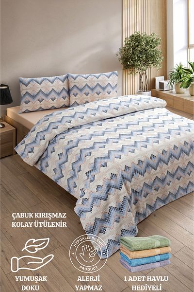 Formeya Lovely Patterned Single Duvet Cover Set - Single Duvet Cover Set with Elastic Sheet
