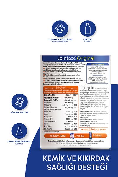 Jointace Bone Health Support Vitamin Containing Glucosamine Chondroitin, Vitamin D, Curcumin 30 Tablets