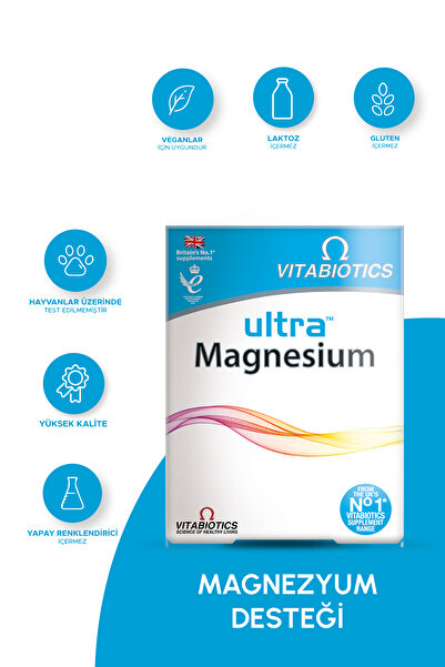 Vitabiotics Ultra Magnesium 250 mg Elemental Magnezyum İçeren Takviye Edici Gıda 60 Tablet