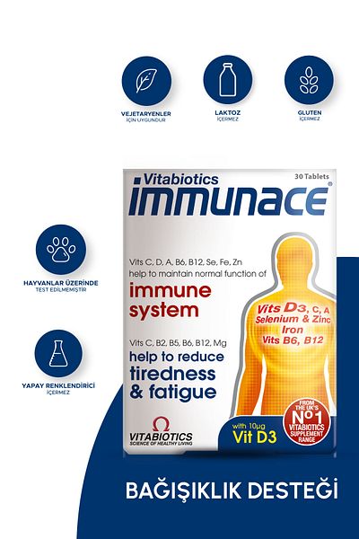 Immunace Containing Vitamin D - Iron, Zinc, Selenium and Magnesium Fatali Immune Support Vitamin 30 Tablets