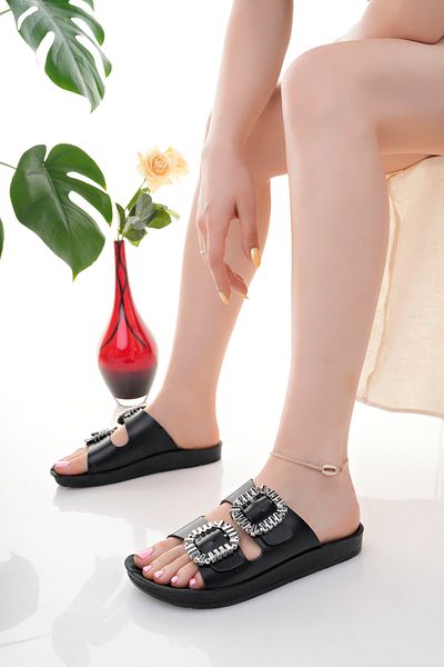 Modafırsat Women's Casual Slippers Black Summer Home Beach Vacation Work Slippers Visual Refreshed