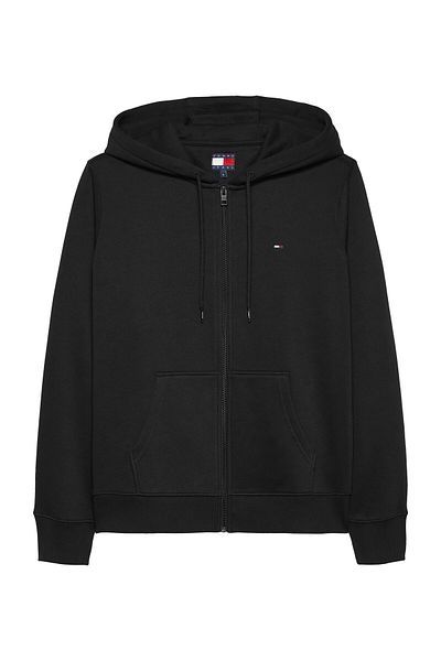 Tommy Hilfiger Černý jednobarevný svetr s dlouhým rukávem a kapucí