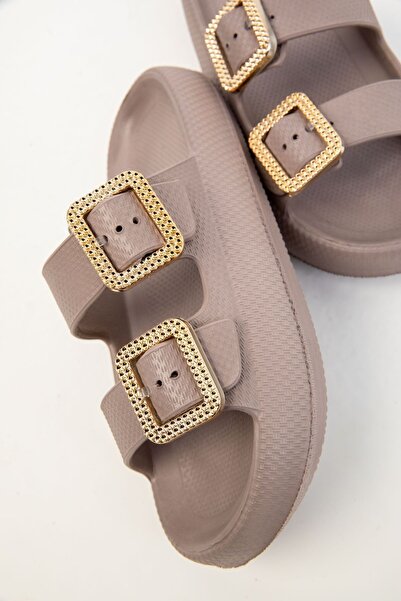 Beyond Women's Stoned Mink Double Strap Buckle Eva Slippers 2.5cm Byndcb01