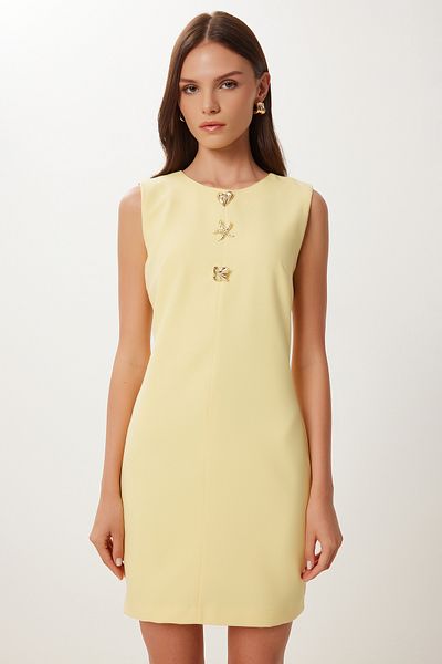 Happiness İstanbul Women's Yellow Gold Accessory Mini Woven Dress Rg00075
