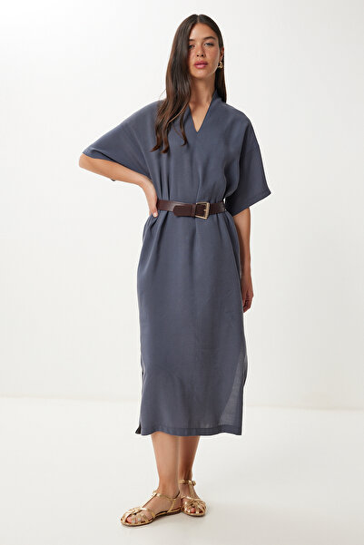 Happiness İstanbul Γυναικείο καλοκαιρινό φόρεμα με καπνιστή ζώνη NO00028