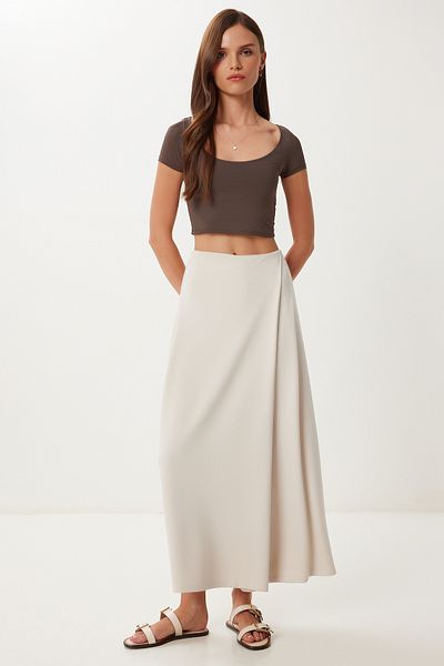 Happiness İstanbul Women's Stone Skirt Look Flexible Knitted Baggy Trousers Cr00520