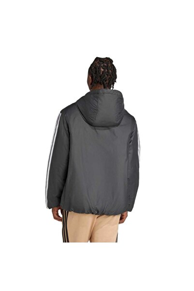 adidas Утеплене пальто з капюшоном Essentials CLIMAWARM у 3 смужки