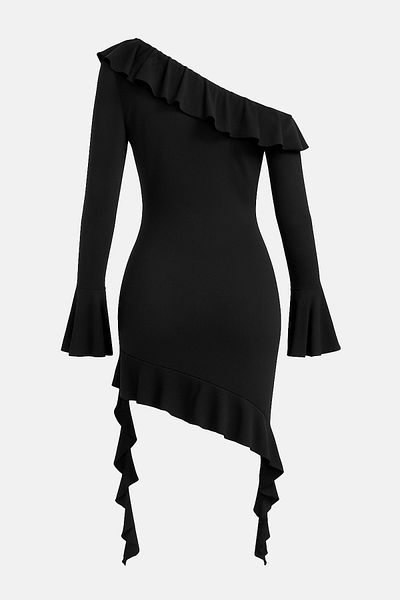 Edit by Trendyol Black Knitted Dress with Flywheel Detail - Tedaw25El00004
