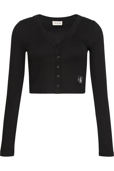 Calvin Klein Bavlněný žebrovaný úplet s dlouhým rukávem 2X2