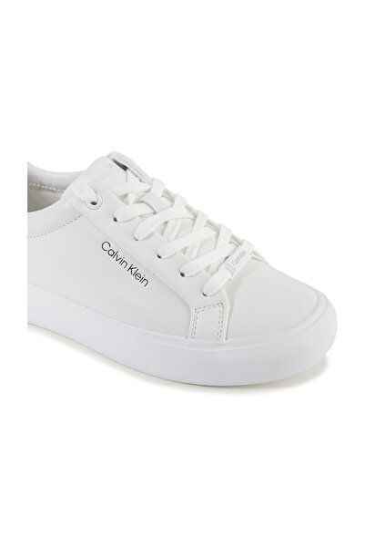 Calvin Klein Women's Brand Logo Lace-up Non-Slip Sole Casual White Sneaker HW0HW02037-0LI