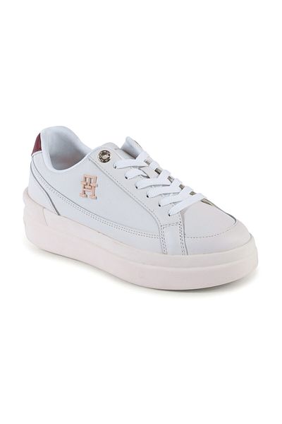 Tommy Hilfiger Dámské logo značky Plochá podrážka Neklouzavá Bílá teniska pro každodenní použití FW0FW07568-YBH