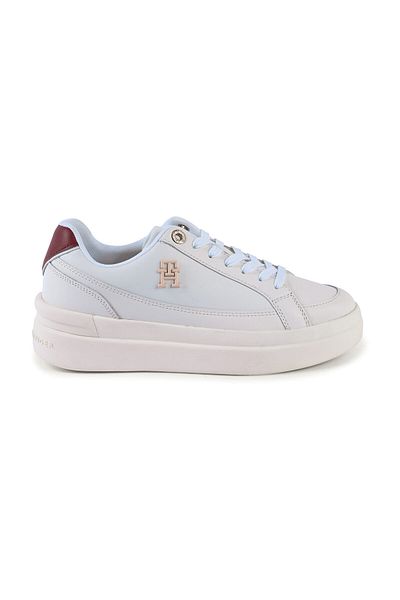 Tommy Hilfiger Dámské logo značky Plochá podrážka Neklouzavá Bílá teniska pro každodenní použití FW0FW07568-YBH