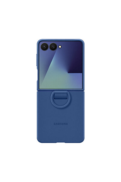 Samsung Galaxy Z Flip 7 Yüzüklü Silikon Kılıf - Lacivert