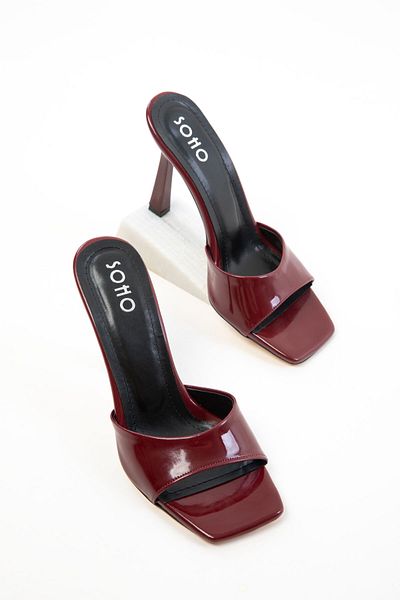 SOHO Burgundy Patent Leather Women's Classic Heeled Shoes 20754