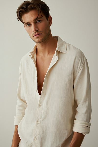 Trendyol Collection Πέτρινο Oversize Fit Linen Look Πουκάμισο με γιακά υφαντό πουκάμισο TMNSS25GO00080