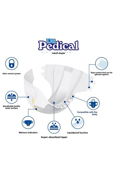 Dr.Pedical Small Size 30 Patient Diapers with Waistband