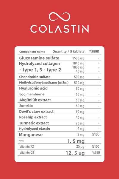 Colastin Ultraflex+ Tablet |   Collagen 1 · 2 · 3 · 5 · |   100 Tablets