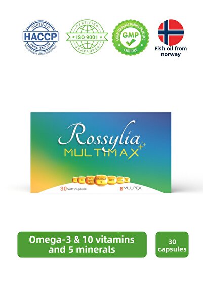 Rossylia Multimax Omega-3 و Multivitamin - 30 كبسولة تحتوي على حمض الفوليك وا...