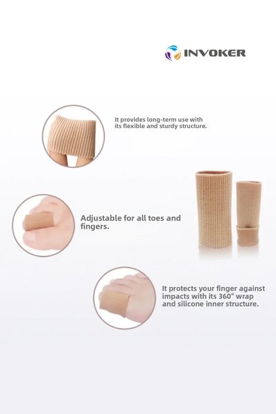 INVOKER Hand Foot Toe Protector Teo Fabric Covered Gel Silicone Tube Ingrown Nail Bone Callus Protector Medium