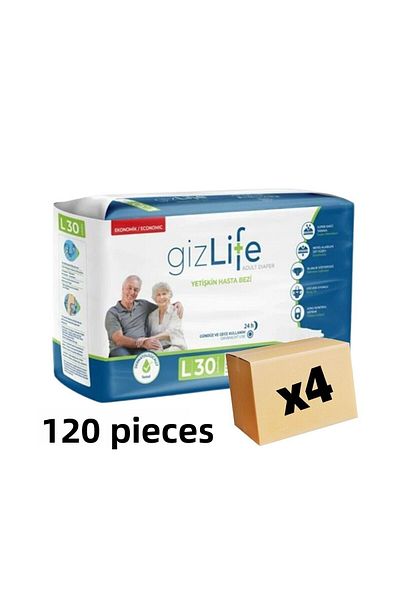 GIZLIFE Adult Patient Diapers with Waistband Large Size L 120 Pieces