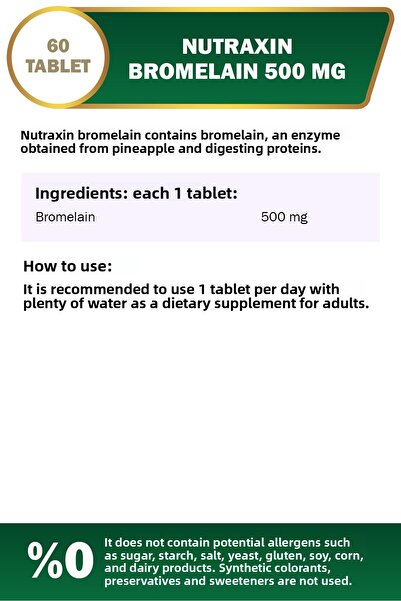Nutraxin Bromelain 500 Mg Food Supplement 60 Tablets