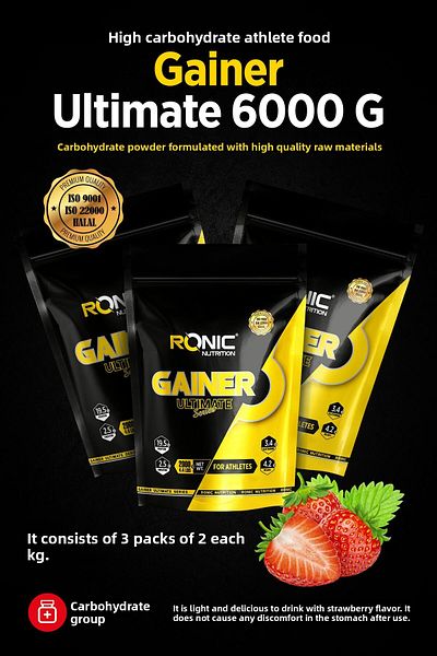 Ronic Nutrition Gainer Mass Ultimate 6000 G Carb Powder to Help Weight Loss (STERLESS AROMATED) (2 PCS GIFT)