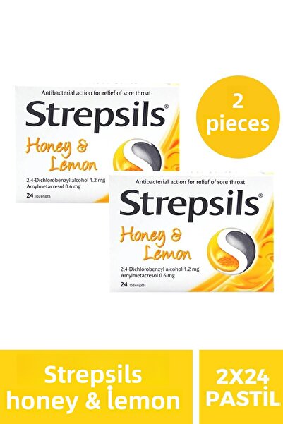 STREPSİLS ستريبسيلس 24 باستيل - بنكهة العسل والليمون، 2 قطعة