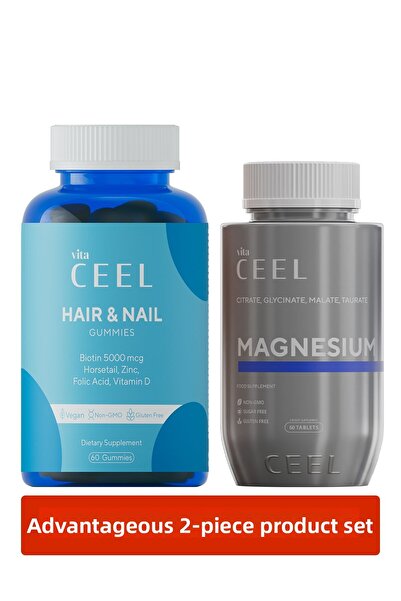VitaCeel 2 Pack Magnesium Complex Tablets, Hair & Nail Vitamin Chewable Gummy...
