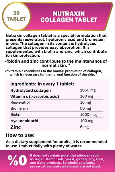 Nutraxin Nutraxin Hydrolyzed Collagen - 2 Pieces of 30 Tablets (Type1-Type3)