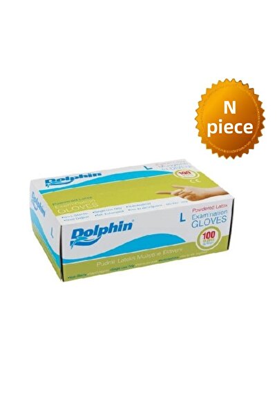 Dolphin قفازات فحص لاتكس بودرة (لتر) / 2 قطعة