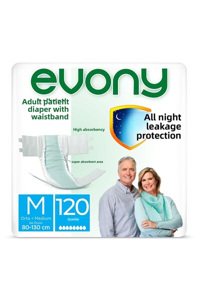 Evony حفاضات للمرضى البالغين بحزام خصر متوسط ​​30 قطعة 4 عبوات 120 قطعة