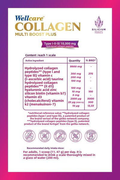 Wellcare Collagen Multi Boost Plus Type I-Ii-Iii Pomegranate Flavored / 10,000 Mg Powder Form