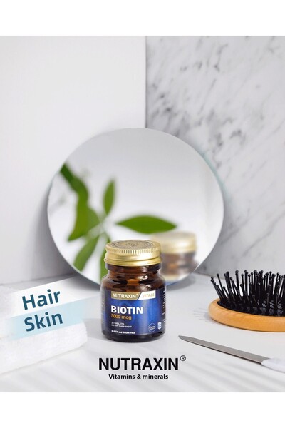 Nutraxin بيوتين (1 قرص = 5000 مجم) 30 قرص + 100 مل جل هدية