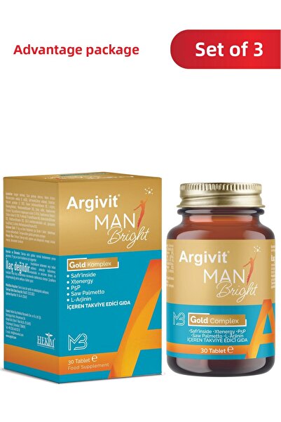 Argivit مان برايت جولد كومبلكس 3 عبوات - مكمل غذائي يحتوي على البيوتين والنيا...