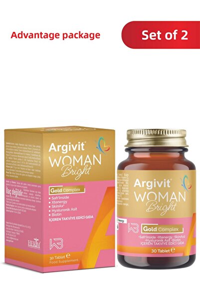 Argivit مجمع الذهب اللامع للنساء، عبوة من قطعتين - بيوتين، نياسين، زنك (SAFR'...