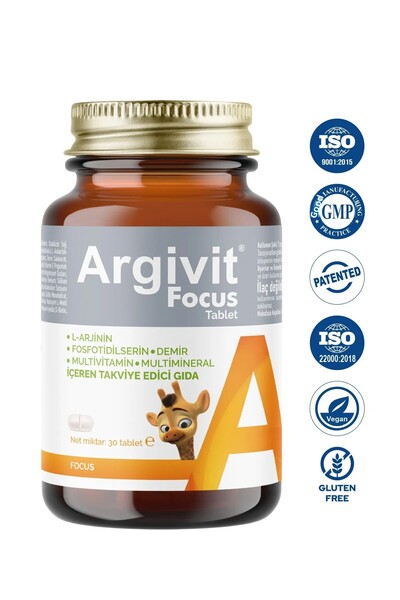 Argivit Focus 30 Tablets - (Phosphatidilcerin-Larginine-Multivitamin and Multi-Mineral)