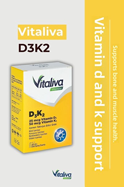 Vitaliva Vitamins D3K2 - 25 مل فيتامين د3 و 50 مل فيتامين د2