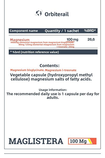 Orbitera Maglistera Magnesium 100 Mg Containing Food Supplement