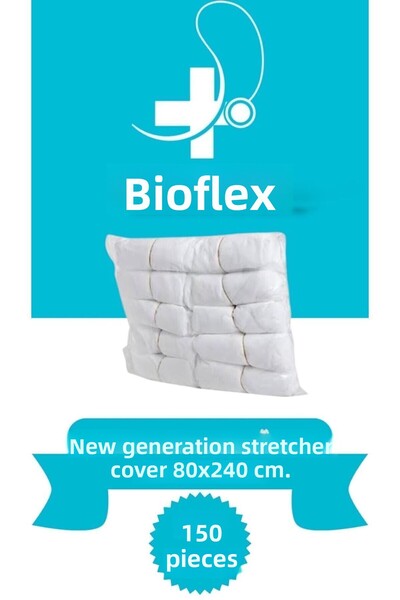 Bioflex 150 Pieces 80X240 New Generation Stretcher Cover with Elastics on All Sides